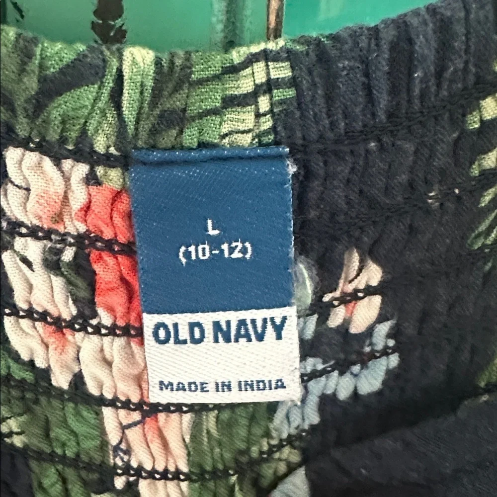 Old Navy Navy and Green Floral Dress